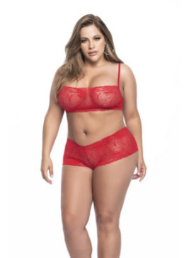 Ensemble Culotte et Haut en Dentelle Rouge 206XRD Volume 2